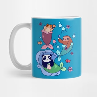 Mermaid Sloth Cat and Panda Mug